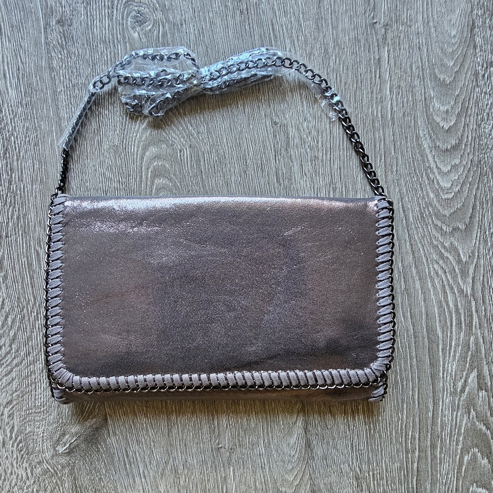 NWT Phases Elegant Metallic Chain Strap Clutch / Crossbody